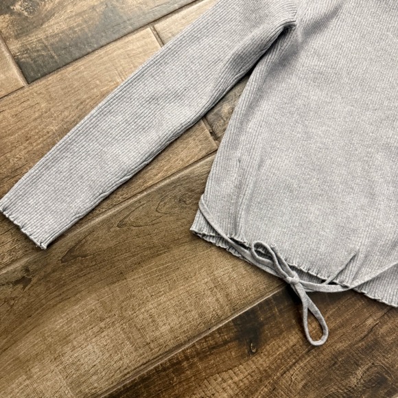 Edikted Women's Y2K Paden Ribbed Knit Wrap Top,Heathered Gray,S - Picture 12 of 12